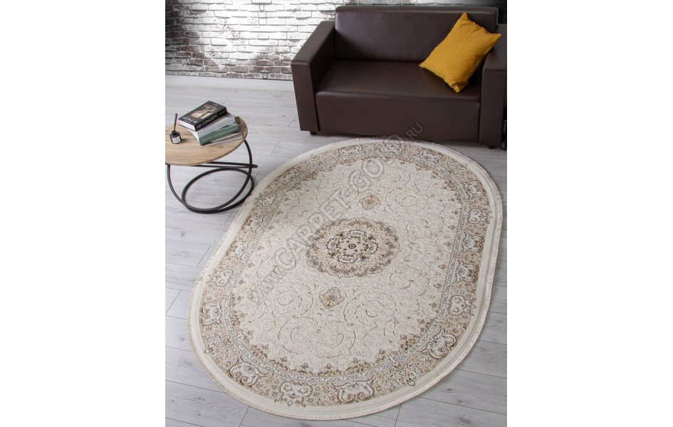Ковер M107A - CREAM / CREAM - Овал - коллекция ZARINA
