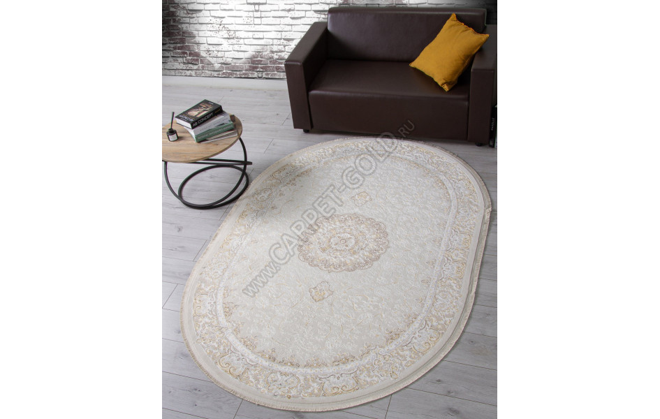 Ковер M107A - CREAM / CREAM - Овал - коллекция ZARINA